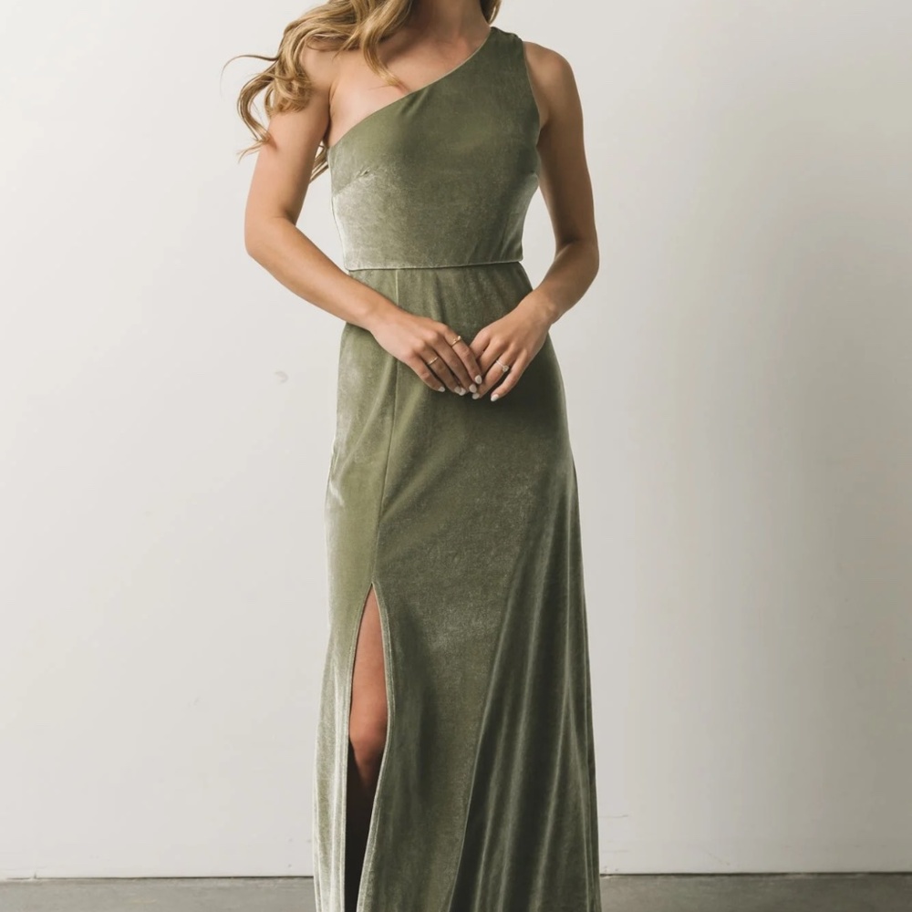 Baltic born sage green velvet maxi dress